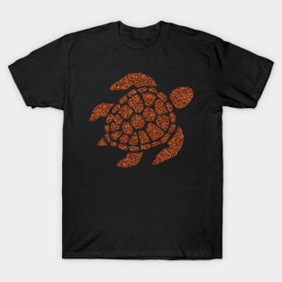 Dark Orange Faux Glitter Turtle T-Shirt